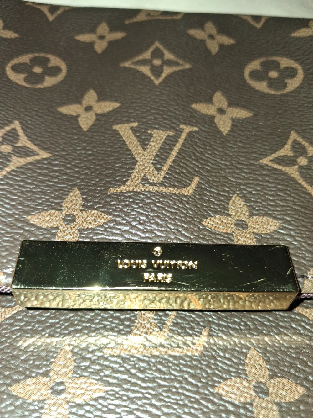 Louis Vuitton Brown Monogram Pochette Bag with Gold Chain